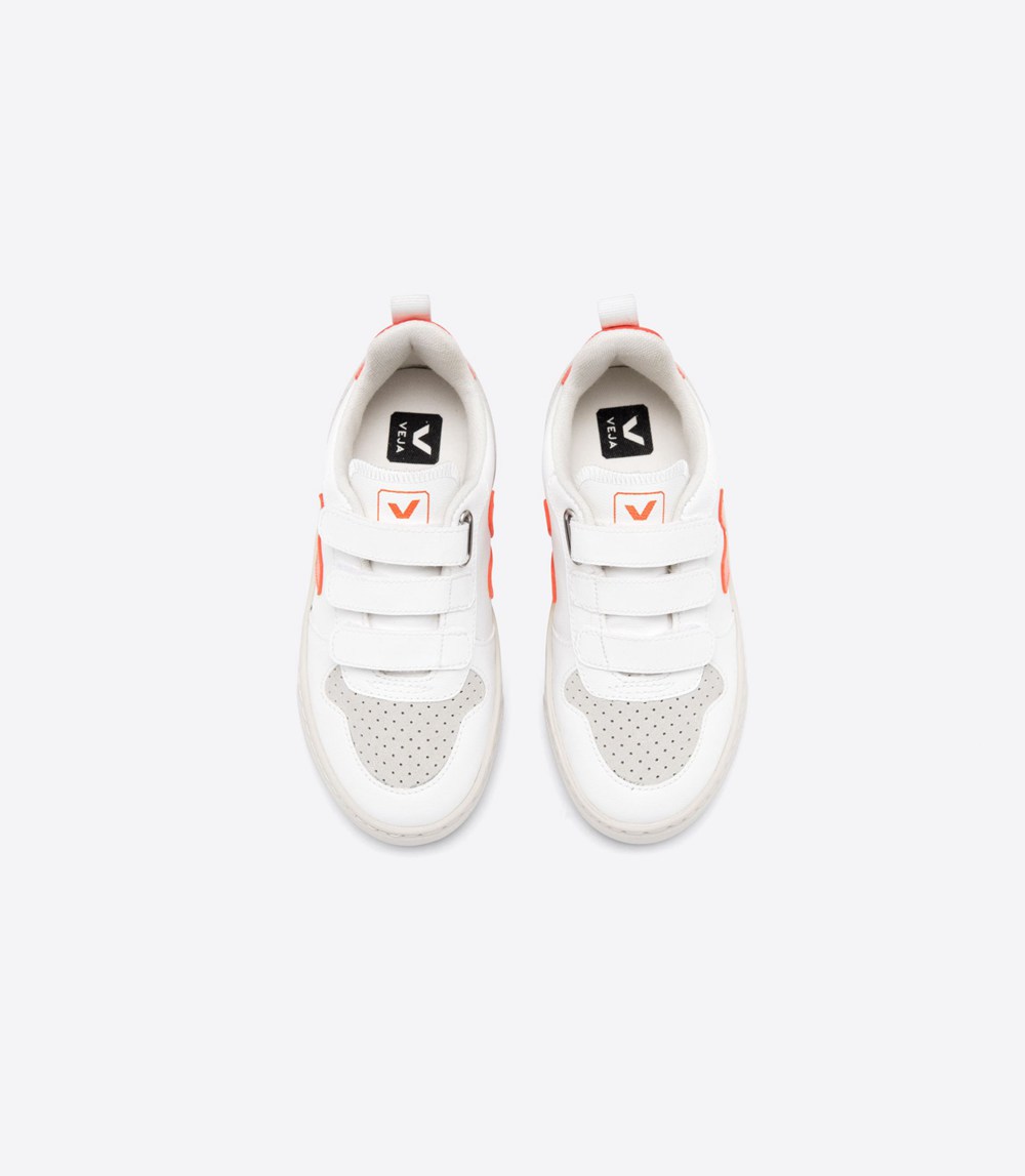 Veja Sneakers Kids - V-10 Velcro Cwl - White/Orange - 5023FJRSI